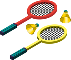 badminton illustration in 3D isometric style png