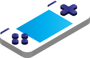 ilustração de dispositivo de jogo portátil em estilo 3d isométrico png