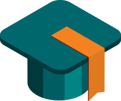 degree cap illustration in 3D isometric style png