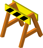 illustration de barrière de zone de construction dans un style isométrique 3d png