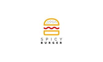 Line Art burger hamburger logo icon design vector