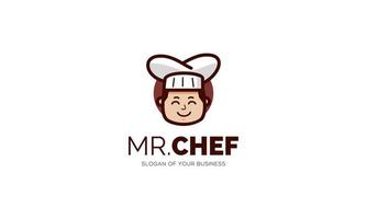 la linda ilustración del logotipo del chef masculino vector