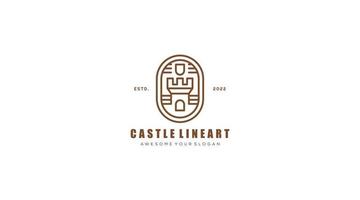 castle line art logo design vector template