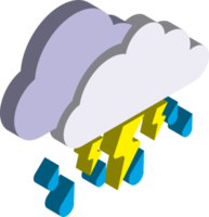 illustration de la pluie et de la foudre dans un style isométrique 3d png