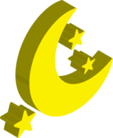 crescent moon illustration in 3D isometric style png