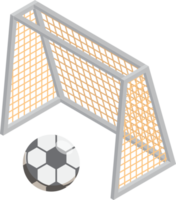 Soccer and Goal illustration in 3D isometric style png