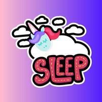 Unicorn with sleep lettering patch vector