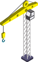 bouw kraan illustratie in 3d isometrische stijl png