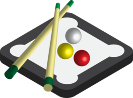 illustration de billard dans un style isométrique 3d png