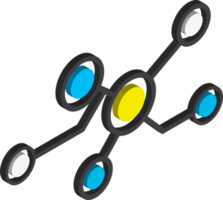 illustration d'atomes et de molécules dans un style isométrique 3d png
