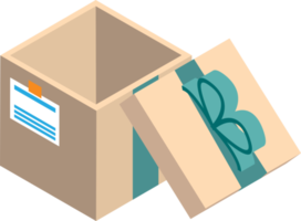 ilustración de caja de regalo abierta en estilo isométrico 3d png
