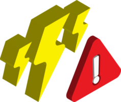 lightning warning sign illustration in 3D isometric style png