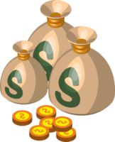 pile of money illustration in 3D isometric style png