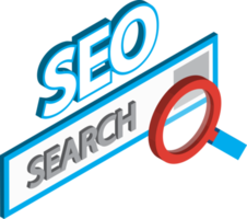 Search and SEO illustration in 3D isometric style png