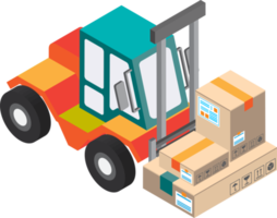 forklift machine illustration in 3D isometric style png