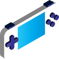 ilustração de dispositivo de jogo portátil em estilo 3d isométrico png