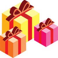 ilustración de cajas de regalo apiladas en estilo isométrico 3d png
