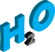 ilustración de letras h2o en estilo isométrico 3d png