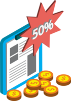 illustration de documents financiers dans un style isométrique 3d png