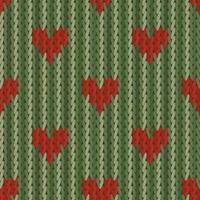 Seamless background with knitted hearts pattern. Knitted pattern for decorating Christmas and Valentines Day backgrounds. Wrapping paper pattern. Vector pattern.