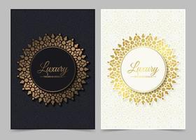 Luxury gold border pattern cover template vector