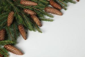 Merry Christmas and Happy New Year. A New Year's background with New Year decorations. New Year's card. photo