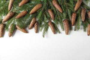 Merry Christmas and Happy New Year. A New Year's background with New Year decorations. New Year's card. photo