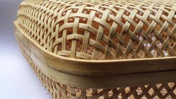 Detail close up rattan basket, traditional handmade used for multiple purpose. photo