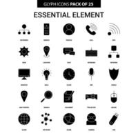 Essential Element Glyph Vector Icon set