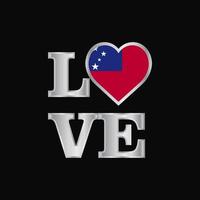 tipografía de amor diseño de bandera de samoa vector letras hermosas