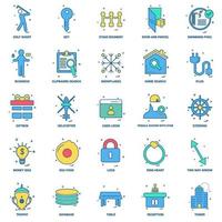 25 Business Concept Mix Flat Color Icon set vector