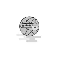 Protected internet Web Icon Flat Line Filled Gray Icon Vector