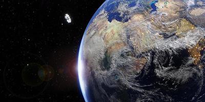 estación espacial flotando en órbita terrestre ilustración 3d foto