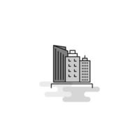 Buildings Web Icon Flat Line Filled Gray Icon Vector