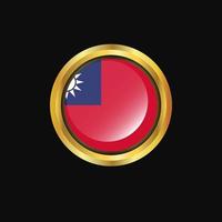 Taiwan flag Golden button vector