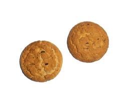 Oatmeal raisin cookies on a white background. Sweets.  tea biscuits. photo