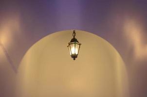 Hanging Light Lamp in Dark Place for Blurry Background Concept photo