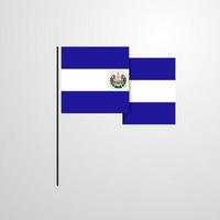 vector de diseño de bandera ondeante de el salvador