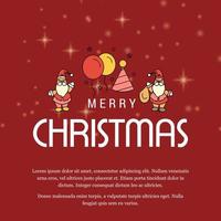 Merry Christmas card with red background and typography vector