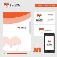 Heart ECG Business Logo File Cover Visiting Card and Mobile App Design Vector Illustration