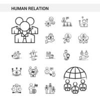 Human Relation hand drawn Icon set style isolated on white background Vector