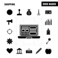 Shopping Solid Glyph Icon for Web Print and Mobile UXUI Kit Such as Business Finance Growth Chart Business Dollar Finance Target Pictogram Pack Vector