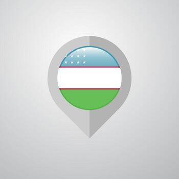Map Navigation pointer with Uzbekistan flag design vector