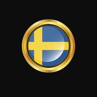 Sweden flag Golden button vector