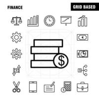 Finance Line Icons Set For Infographics Mobile UXUI Kit And Print Design Include Pie Chart Graph Business Presentation Bell Ringing Ring Collection Modern Infographic Logo and Pictogram vector