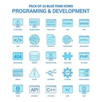 Programming and Developement Blue Tone Icon Pack 25 Icon Sets vector