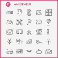 Amusement Hand Drawn Icons Set For Infographics Mobile UXUI Kit And Print Design Include Cycle Bicycle Cycling Exercise Guitar Music Musical Instrument Eps 10 Vector