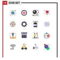 Mobile Interface Flat Color Set of 16 Pictograms of photo logo snooker film tulip Editable Pack of Creative Vector Design Elements