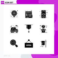 Set of 9 Modern UI Icons Symbols Signs for decoration truck app garbage city Editable Vector Design Elements