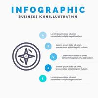 Navigation Compass Location Line icon with 5 steps presentation infographics Background vector